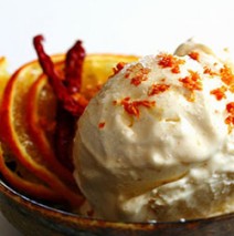 Ricotta mit Honig und Orangen garniert