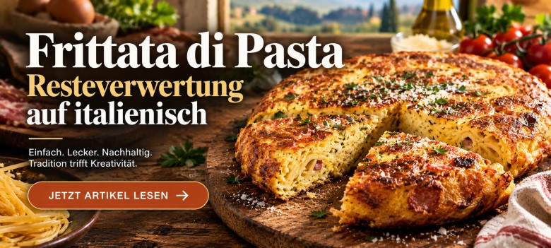 Knusprige Frittata di Pasta aus Kampanien, zubereitet aus übrig gebliebener Pasta und Eiern.