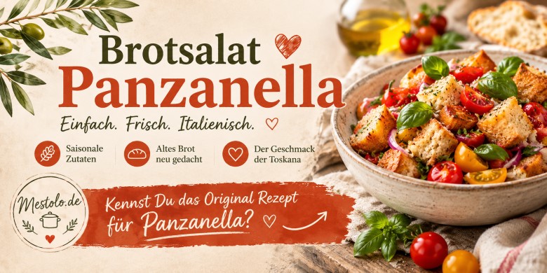 Toskanischer Panzanella mit altbackenem Brot, Tomaten, Zwiebeln und Olivenöl auf einem sommerlichen Teller