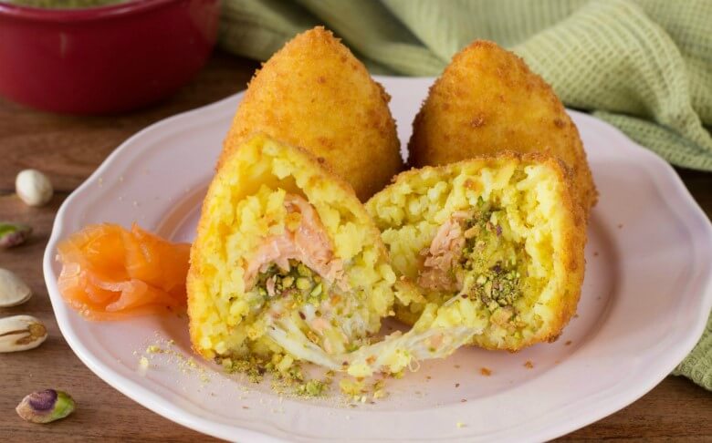 Arancini Salmone e Pistacchi