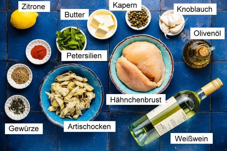Artischocken Hähnchen - Zutaten