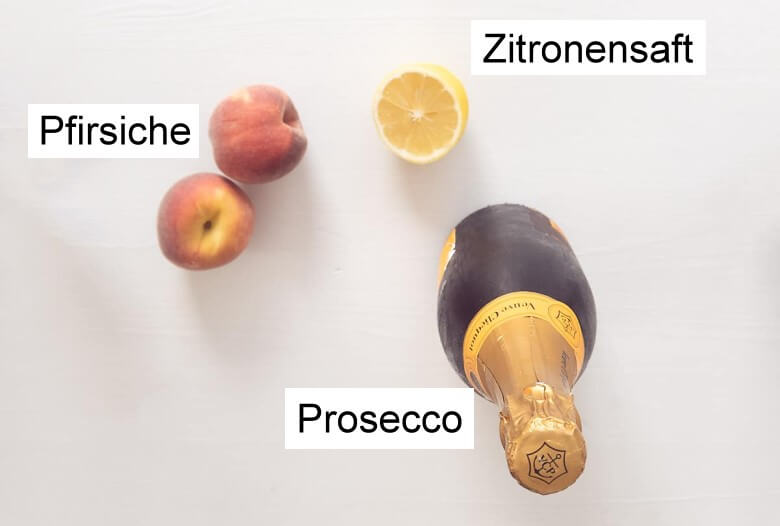 Zutaten für den Bellini Cocktail