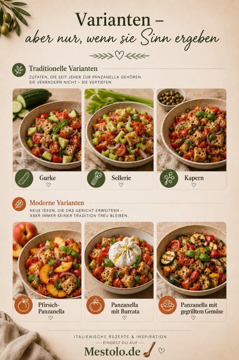 Panzanella Varianten der italienischen Küche