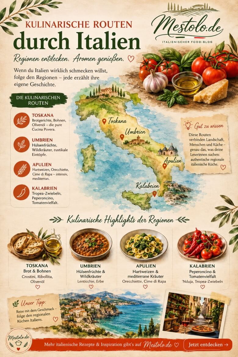 Kulinarische Rundreise durch Italien mit regionalen Cucina‑Povera‑Gerichten