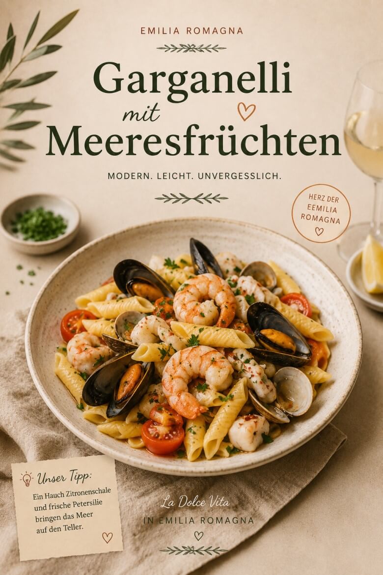 Moderne Küche der Emilia Romagna - Garganelli mit Meeresfrüchten