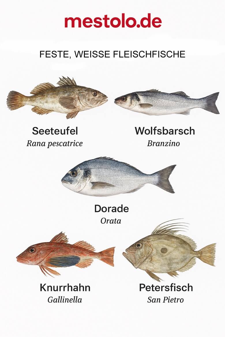 Feste, weiße Fische für einen italienischen Fischeintopf