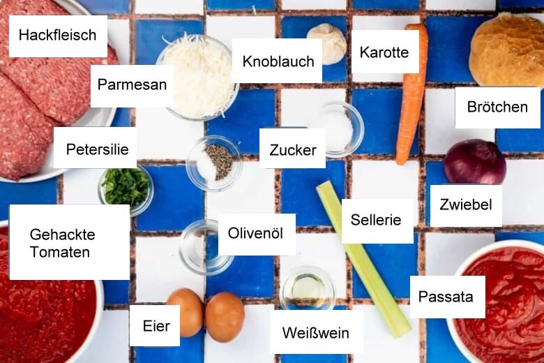 Fleischbällchen mit Tomatensauce - Zutaten