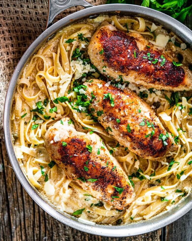 Hühnchen Piccata mit Pasta