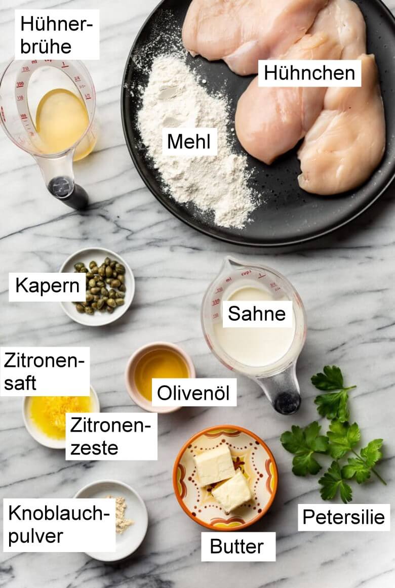 Zutaten für Hühnchen Piccata