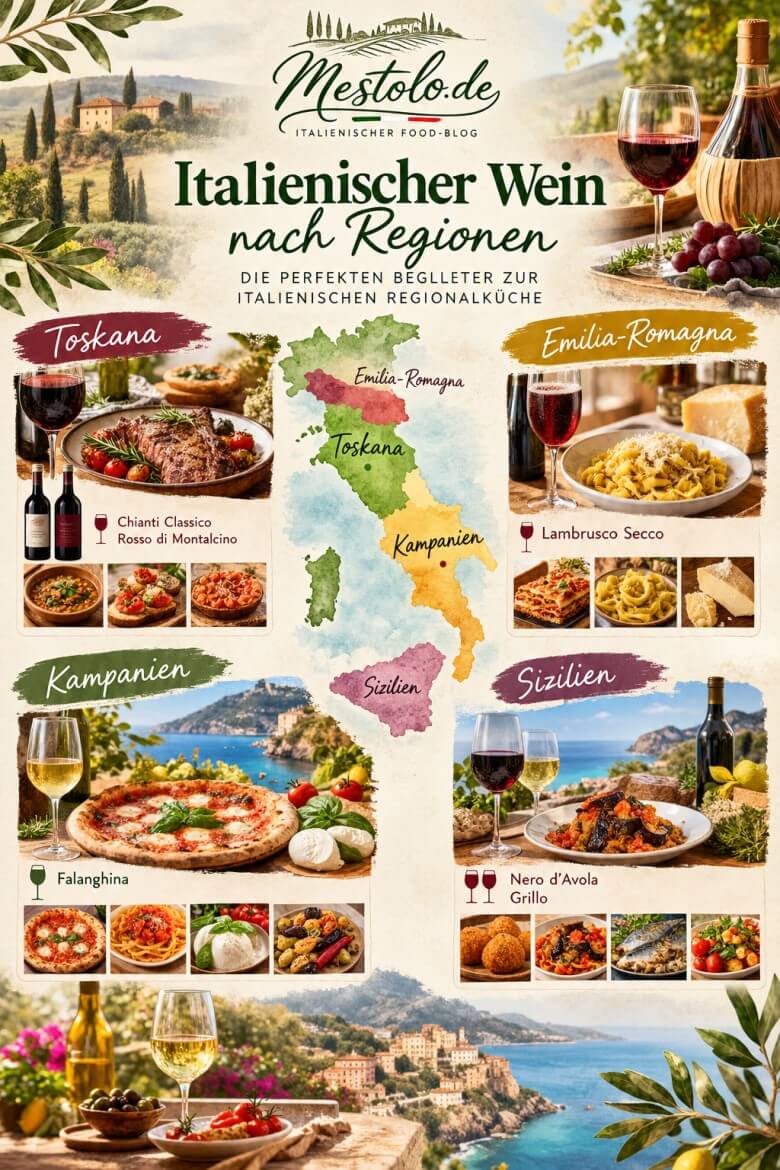 Italienische Weine nach Regionen mit Chianti, Lambrusco, Falanghina und Nero d'Avola