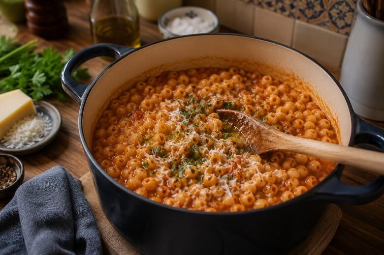 Pasta e Fagioli abschmecken