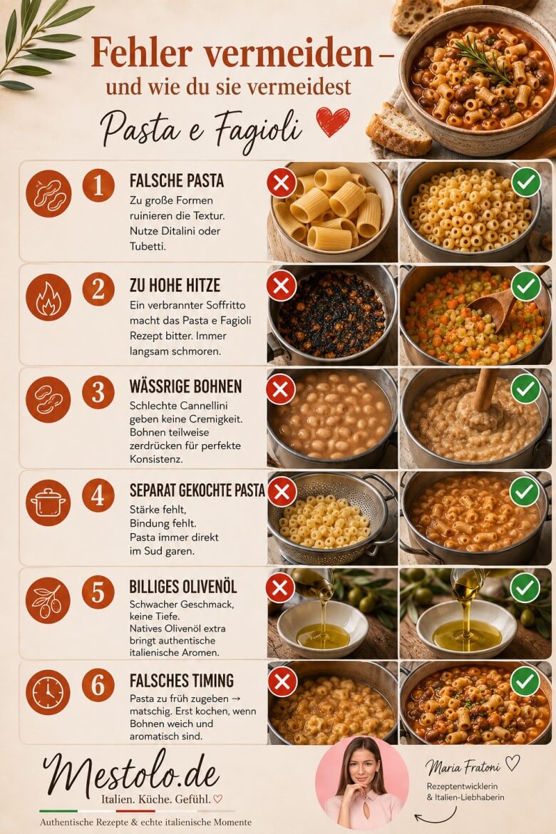 Pasta e Fagioli Fehler vermeiden