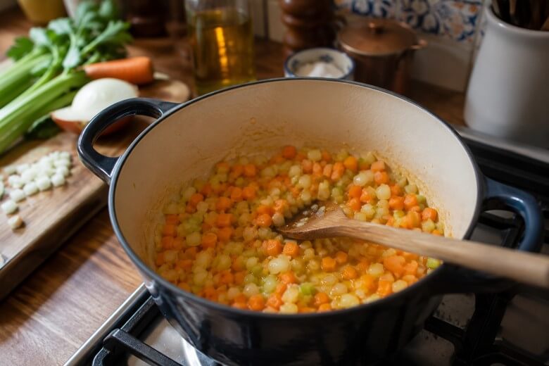 Soffritto für Pasta e Fagioli ansetzen