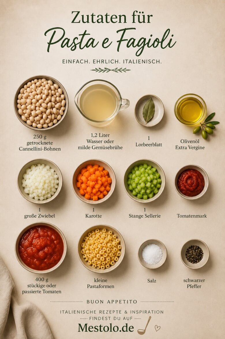 Zutaten für Pasta e Fagioli