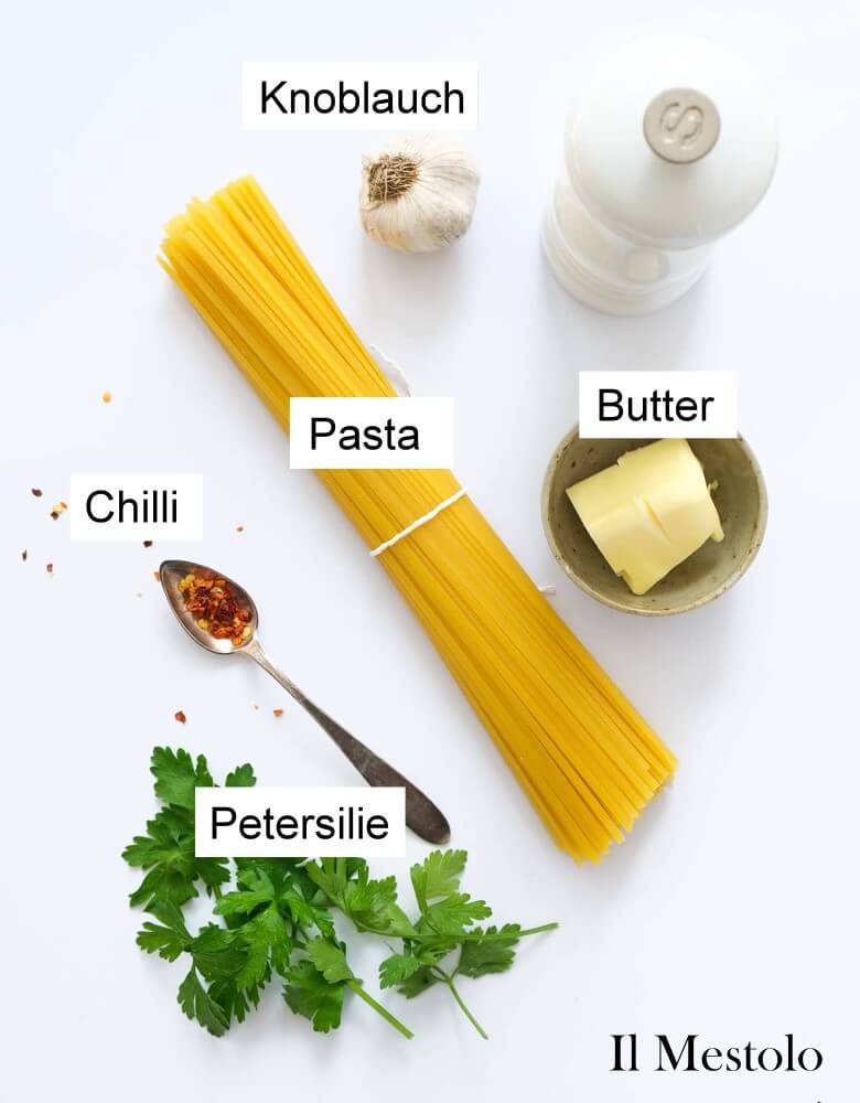 Pasta mit Knoblauchbutter - Zutaten