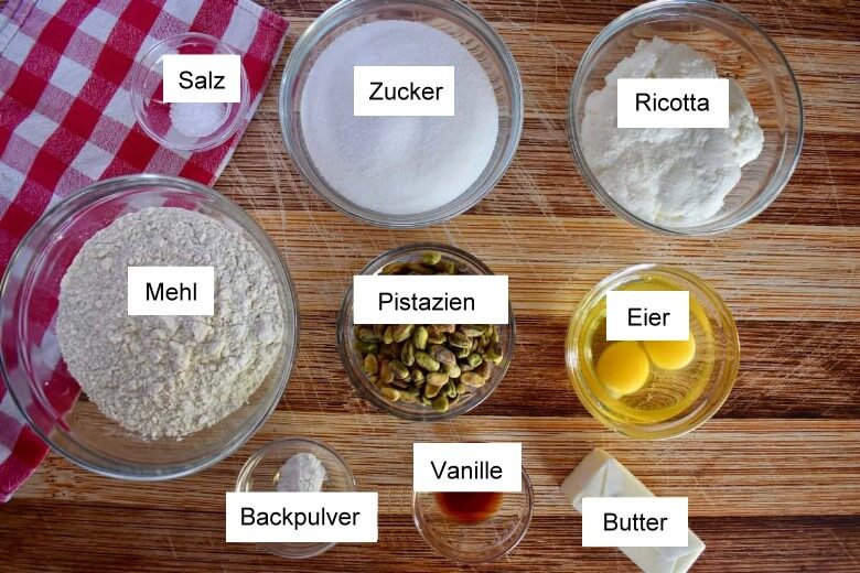 Pistazien-Ricotta-Kuchen - Zutaten