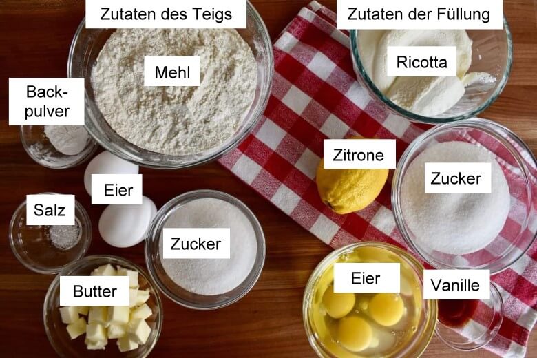 Italienischer Ricotta-Kuchen - Zutaten