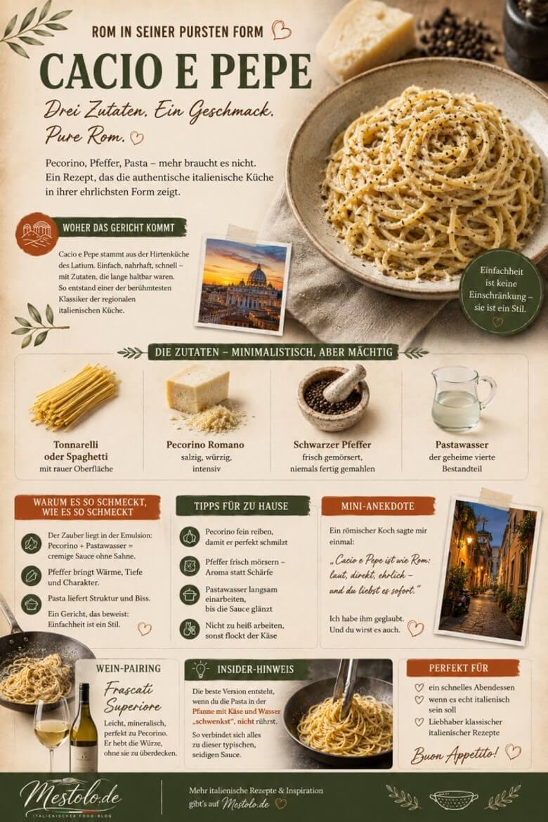 Cacio e Pepe – Pasta mit Pecorino und Pfeffer, römischer Klassiker