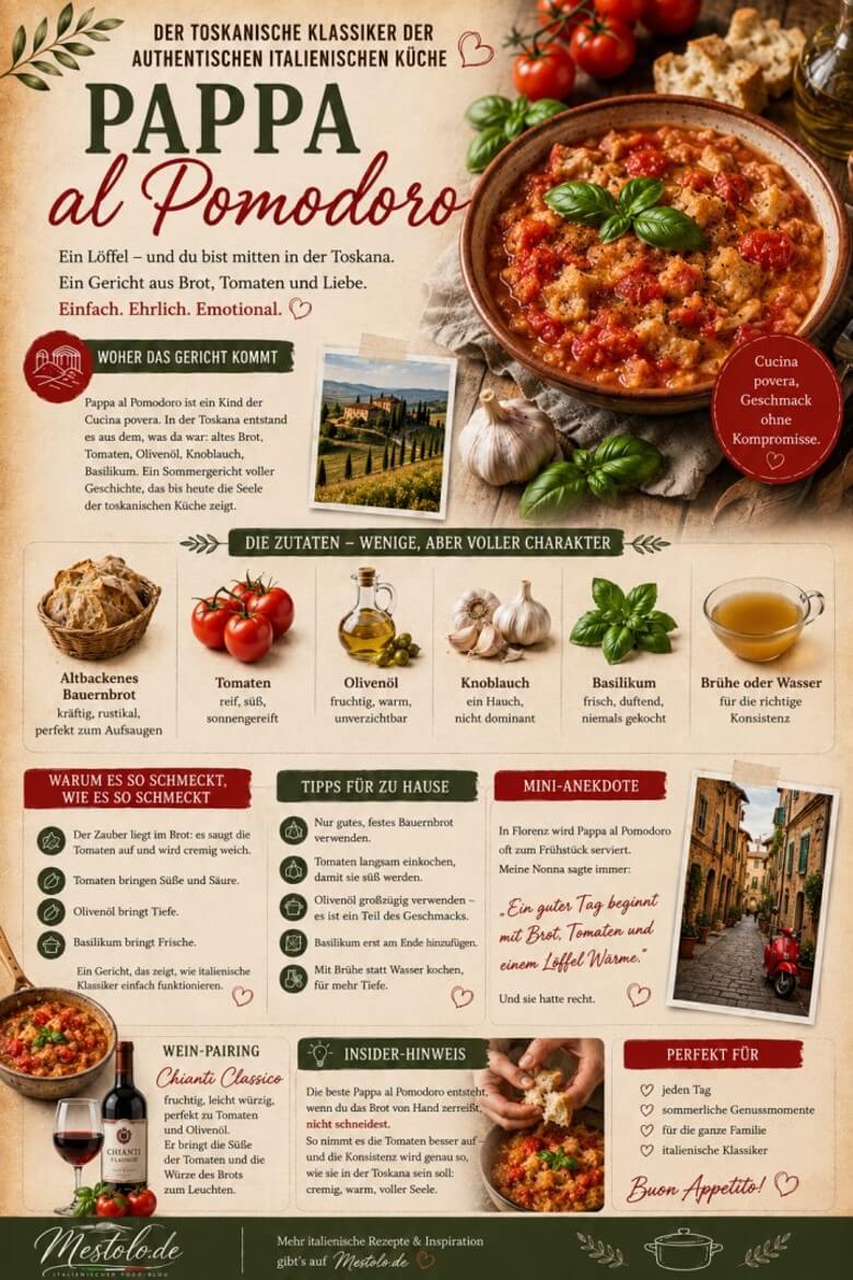 Pappa al Pomodoro – toskanische Tomaten-Brotsuppe mit Olivenöl und Basilikum
