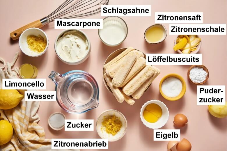 Zutaten für Zitronen Tiramisu